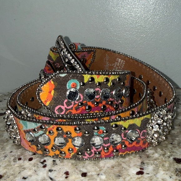Blazin Roxx Multicolor Rhinestone Bling Embellished Western Leather Belt Size XL - Picture 9 of 15